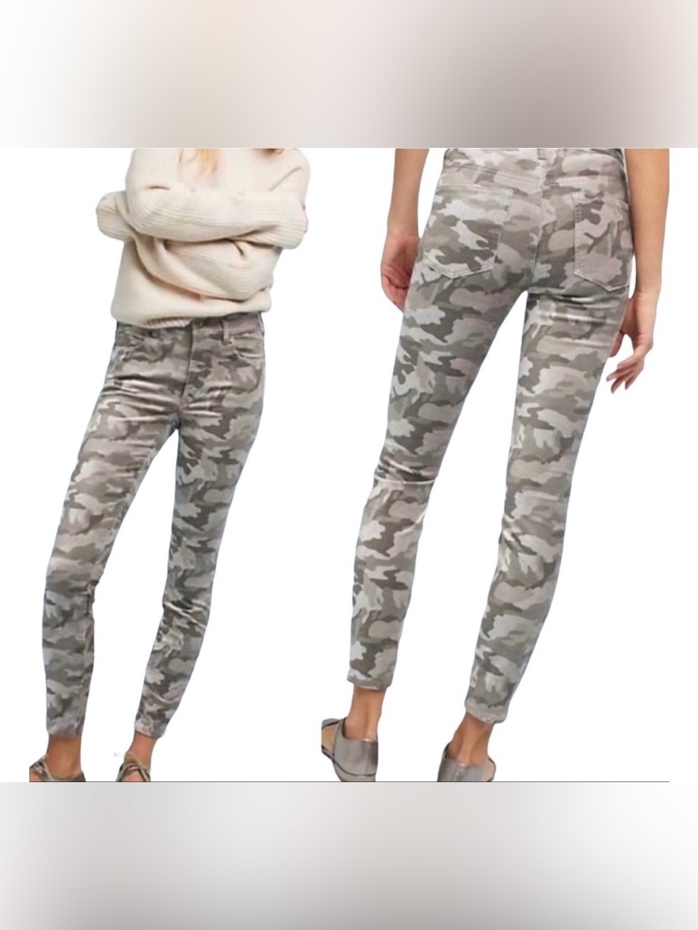 Pilcro for Anthropologie Camo Velvet High Rise Skinny Ankle Jeans, Size 28, EUC